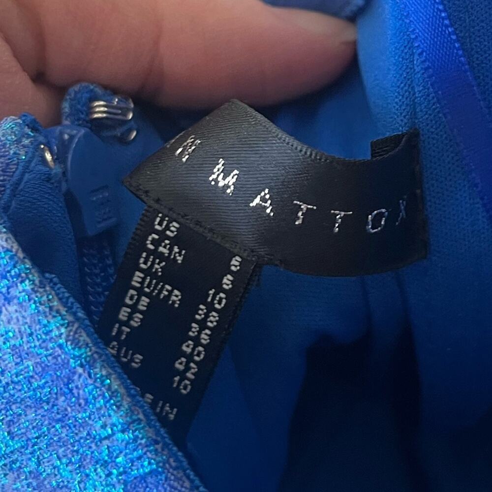 Aidan Mattox Strapless Pleated Metallic Jacquard Dress Size 6 Royal Blue - Picture 6 of 9